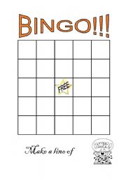 Blank Bingo sheet