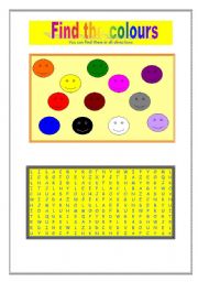 English worksheet: Find the colours