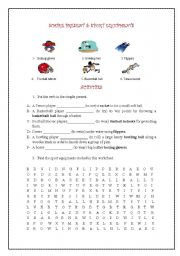 English worksheet: Present Simple & Sport Equipments