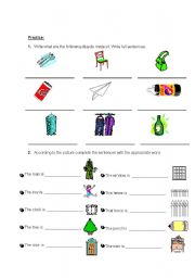 English Worksheet: Materials, Sizes, Shapes