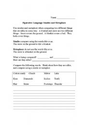 English worksheet: Similes and Metaphors