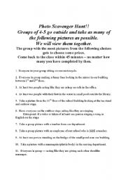 English worksheet: Photo Scavenger Hunt