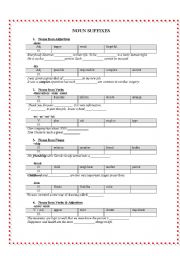 English Worksheet: Noun suffixes