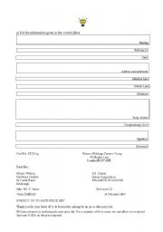 English Worksheet: letters on business situations