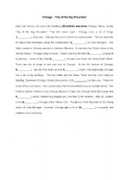 English Worksheet: Chicago - (cloze test)  American Culture