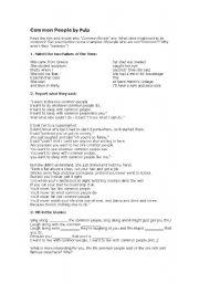 English worksheet: Common People by Pulp