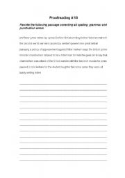 English Worksheet: Proofreading Exercise # 10