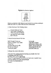 English worksheet: Fighter, by Christina Aguilera