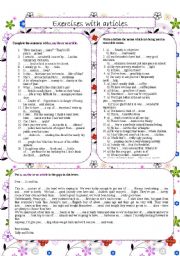 English Worksheet: articles