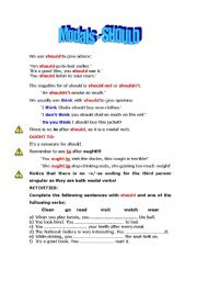 English worksheet: SHOULD