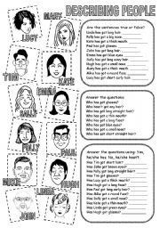 English Worksheet: DESCRIBING PEOPLE (2) 