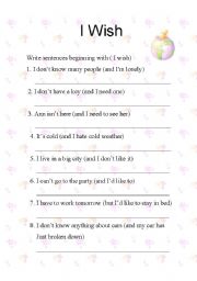 English worksheet: i Wish