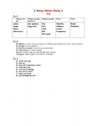 English worksheet: Money Money Money Key