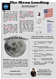 English Worksheet: one small step for (a) man, one giant leap for mankind