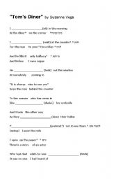 English Worksheet: Toms Diner by Suzanne Vega