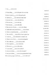 English worksheet: preposition of place - question & answer