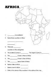 English worksheet: A Map of Africa