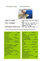 English Worksheet: having a dog        verb patterns 