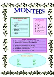 English Worksheet: Months