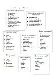 English Worksheet: linking words