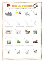 English worksheet: on a farm 