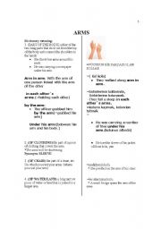 English Worksheet: expressions,idioms,proverbs and all dictionary meanings of arm