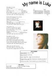 English Worksheet: My name is Luka      Suzanne vega