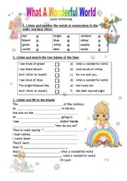 English Worksheet: What a Wonderful World