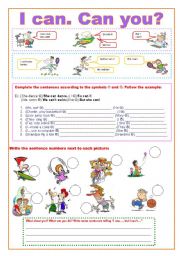English Worksheet: I can. Can you? 