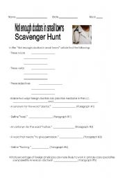 English Worksheet: Reading Comprehension Scavenger Hunt