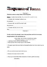 English worksheet: Sequence of tences