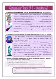 English Worksheet: Grammar Test # 1 - version A