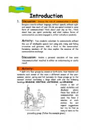 English Worksheet: Comunication Unit Lesson # 1