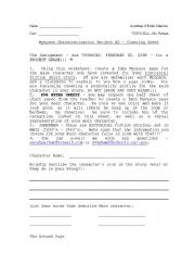 English Worksheet: Myspace Characterization Project Prep Sheet