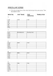 English worksheet: Irregular verbs 