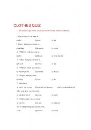 English Worksheet: Clothes quiz