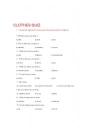 English worksheet: Clothes quiz