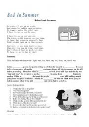 English Worksheet: Poem - Bed in summer