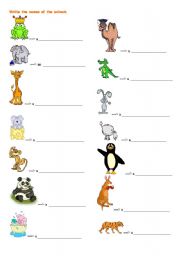 Animals - vocabulary worksheet