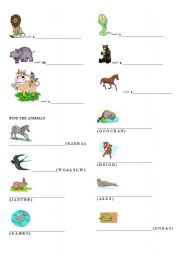 Animals - vocabulary worksheet