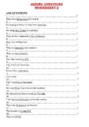 Asking Questions Worksheet
