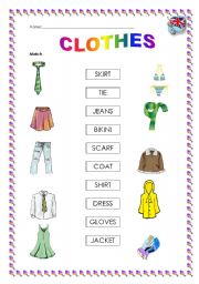 English Worksheet: clothes1