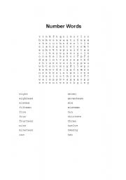 English worksheet: Number Words Word Search