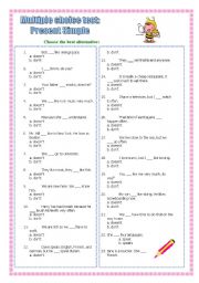 English Worksheet: MULTIPLE CHOICE (PRESENT SIMPLE)