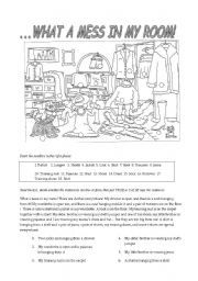 English Worksheet: What a mess in  my room!