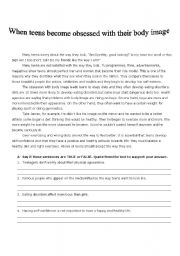 English Worksheet: eating disorders