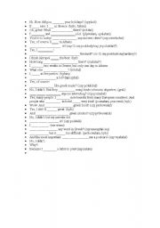 English Worksheet: holiday dialouge past simple