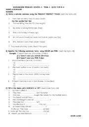 English Worksheet: quýz