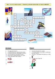 English Worksheet: Travel and prepositions of movement crossword