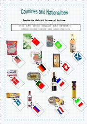 English Worksheet: Countries and nationalities... with food and drink - 2 pages
